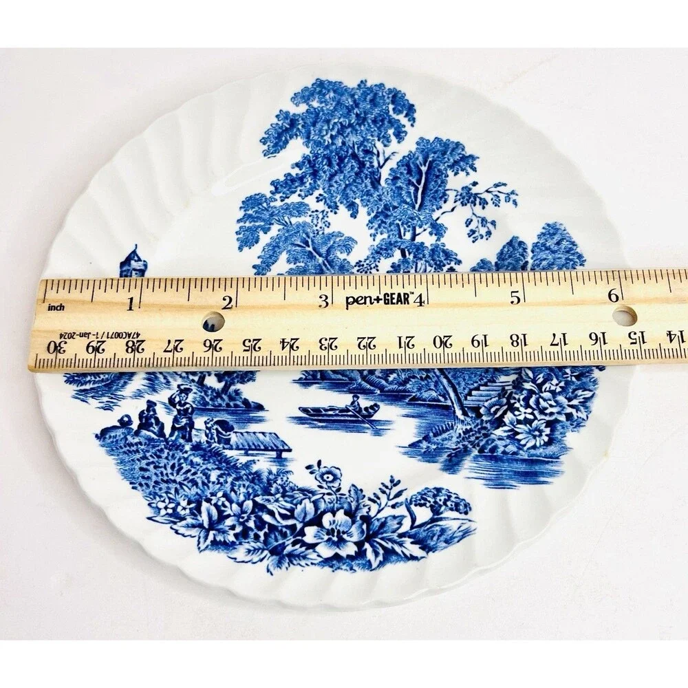 Swinnertons The Ferry Blue Transferware Bread Plate 6” England - Picture 8 of 9